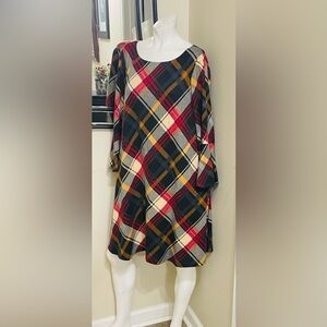 Elegant Long Sleeve Plaid Dress